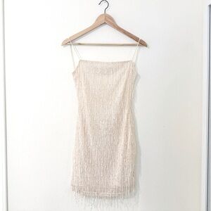 Cream Sparkle Body Con Backless Mini Dress ✨ Size M ✨ NWT